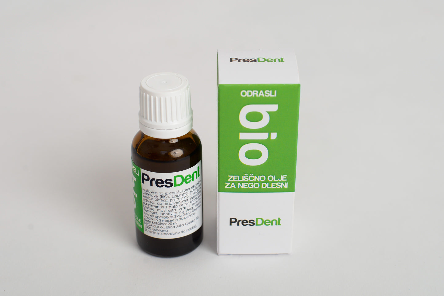 Bio zeliščno olje za dlesni PresDent za odrasle, 20ml