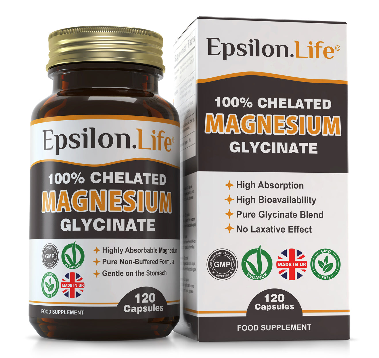 Epsilon Life Magnezijev Glicinat, 120 kapsul