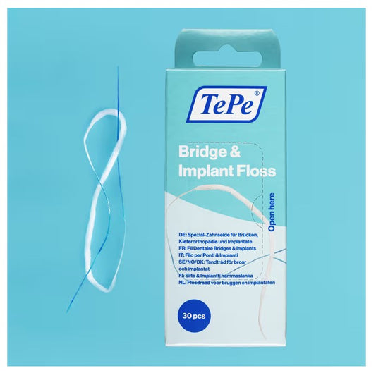 TePe Bridge and Implant floss – medzobna nitka za mostičke in zobne vsadke