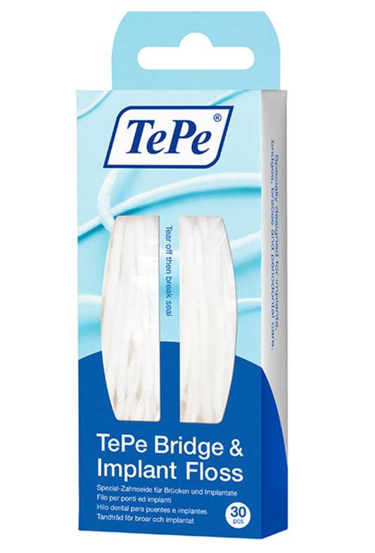TePe Bridge and Implant floss – medzobna nitka za mostičke in zobne vsadke