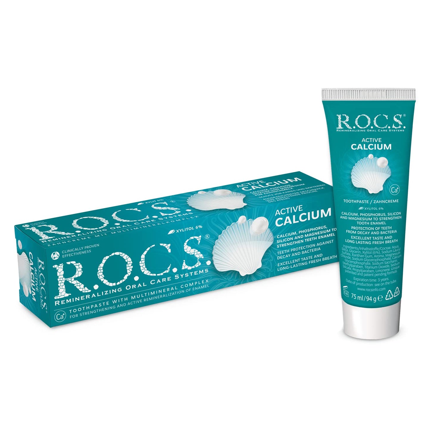 Zobna pasta R. O. C. S. Active calcium, 75ml